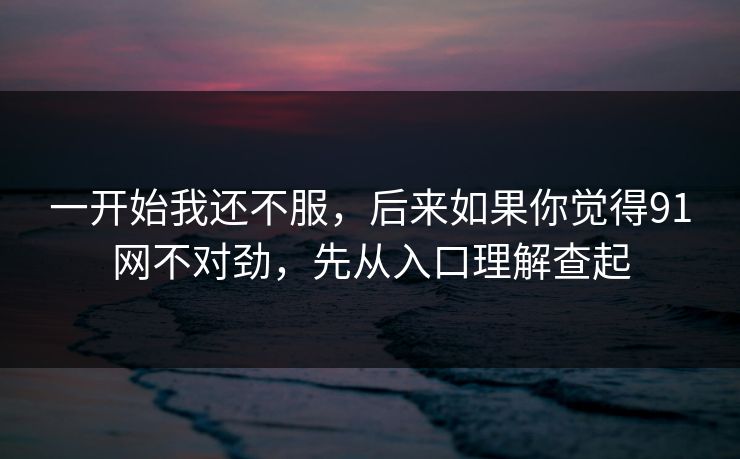 一开始我还不服,后来如果你觉得91网不对劲,先从入口理解查起